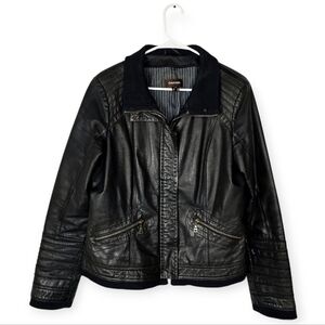 Danier Black Quilted Moto Leather Jacket